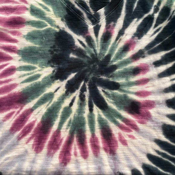 NATION LTD Purple Green Blue Tie Dye V-Neck Long Sleeve Top Women’s Size Medium - Picture 5 of 11